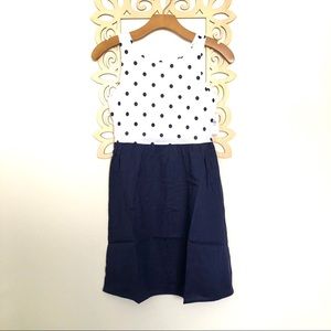 Navy Blue Girls Summer Dress polka dotted